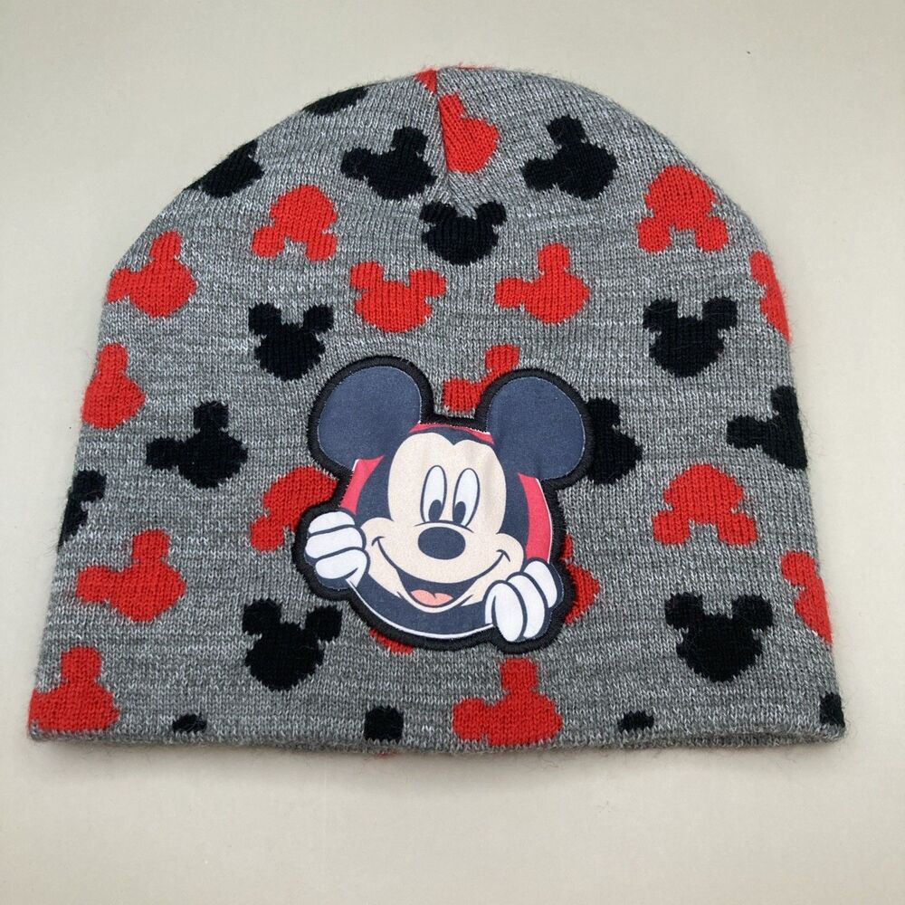 Disney Mickey Mouse Red & Black Kids Beanie Hat Size OS